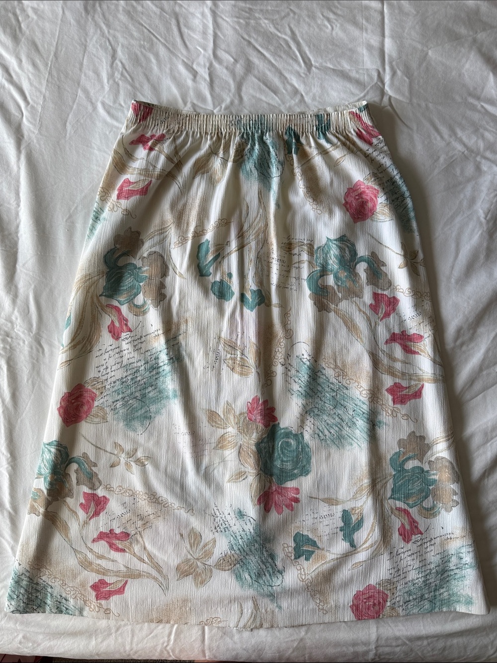 Vintage Cream Floral Button-Front A-Line Skirt - Picture 2 of 6